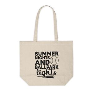 Summer Nights and Ballpark Lights Custom Canvas Baseball Tote Bag
